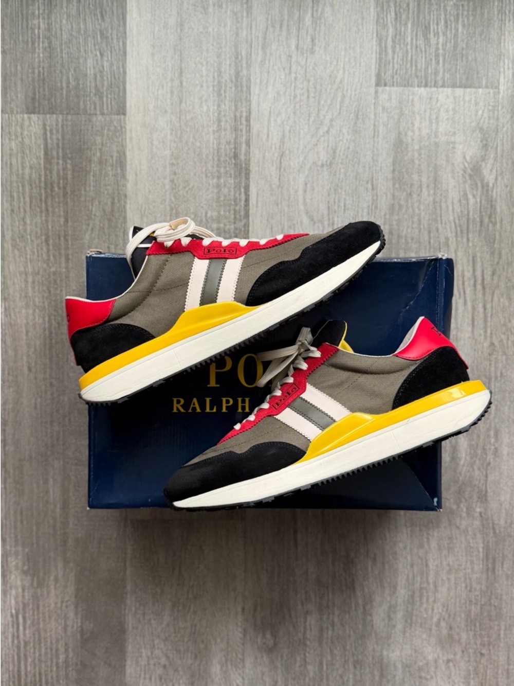 Polo by Ralph Lauren Men’s Multicolor Low-Top Sneakers - Gray/Black/Red/Yellow